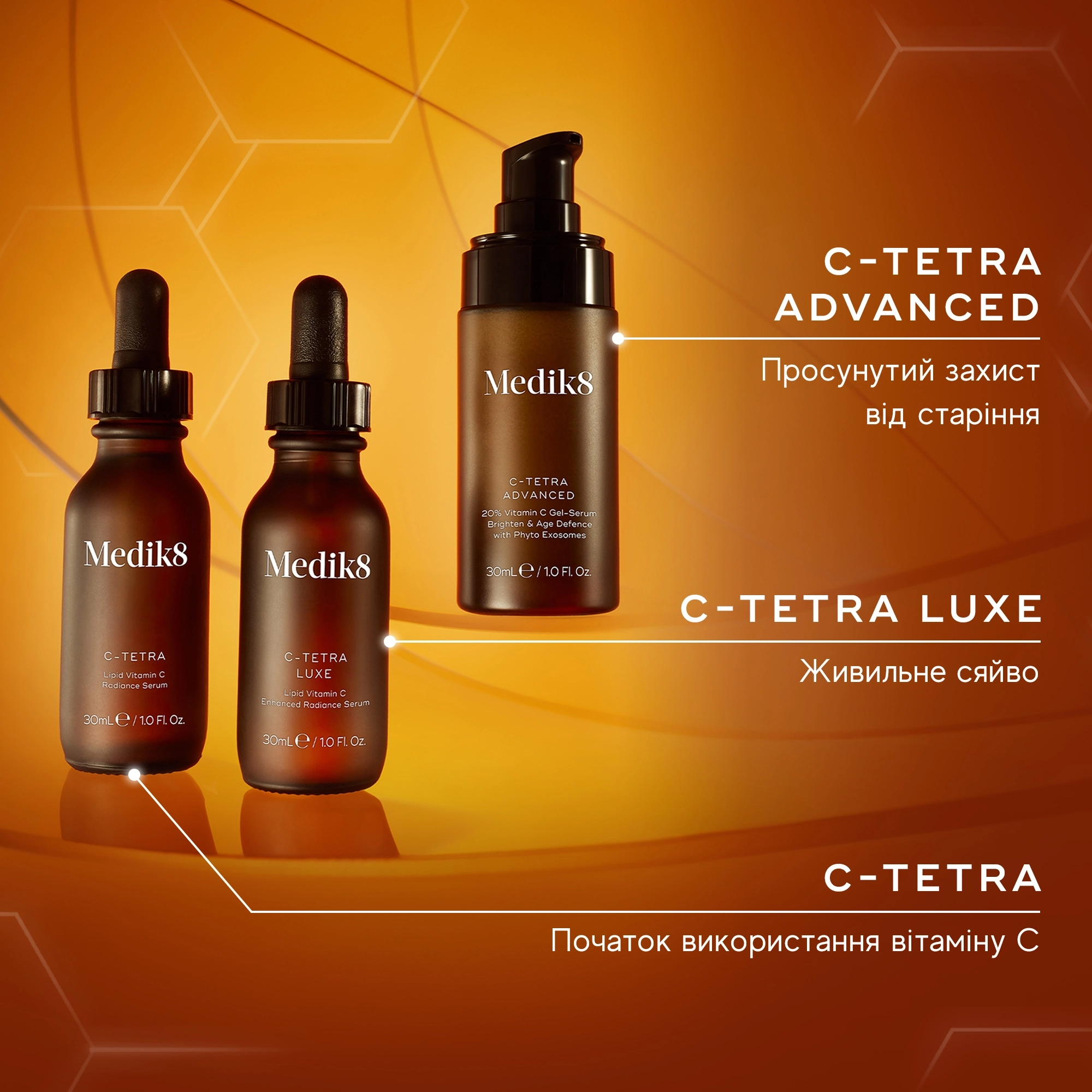 Освітлювальна антивікова гель-сироватка C-Tetra Advanced від з 20